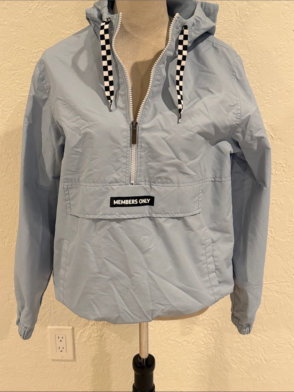 Members Only Quarter Zip Hooded Lightweight Jacket size small